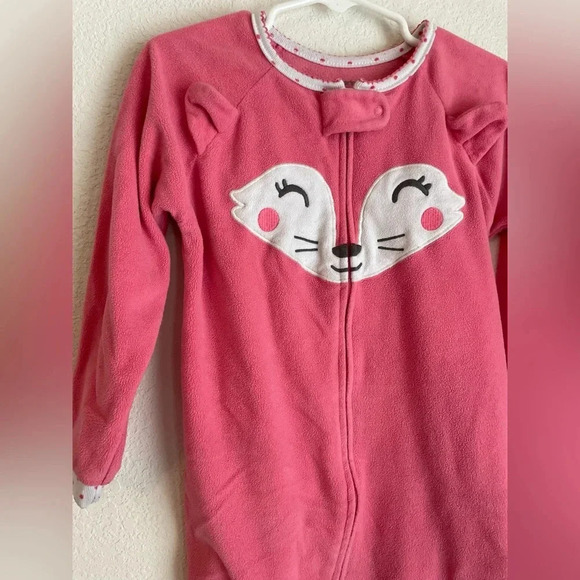 Carters toddler girls fleece footie pajamas pink fox print size 4T - Picture 5 of 6